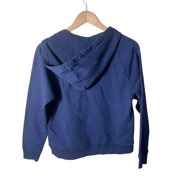 NEW J.Crew Garment-Dyed V-neck Hoodie in Original Cotton Terry Navy Size Medium - Picture 8 of 10